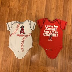 Angel’s Baseball 3/6 Month Onesies