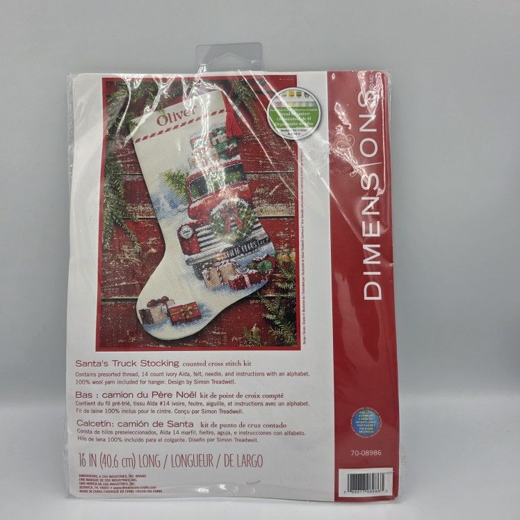 Cross Stitch Kit Dimensions Santa's Truck Christmas DIY Stocking #70-08986 New