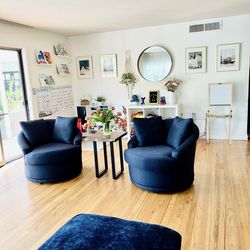 ✨ Blue Accent Swivel Armchair – $350 OBO ✨