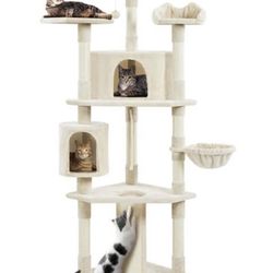 Yaheetech Beige Plush Cat Tree