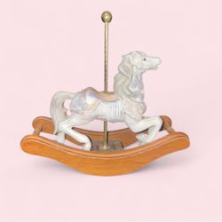 Small porcelain white and pink carousel horse