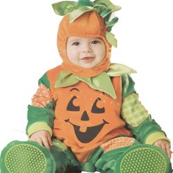 Lil Pumpkin Patch Costume Jumpsuit, Hood, Booties Size 0-6 Months