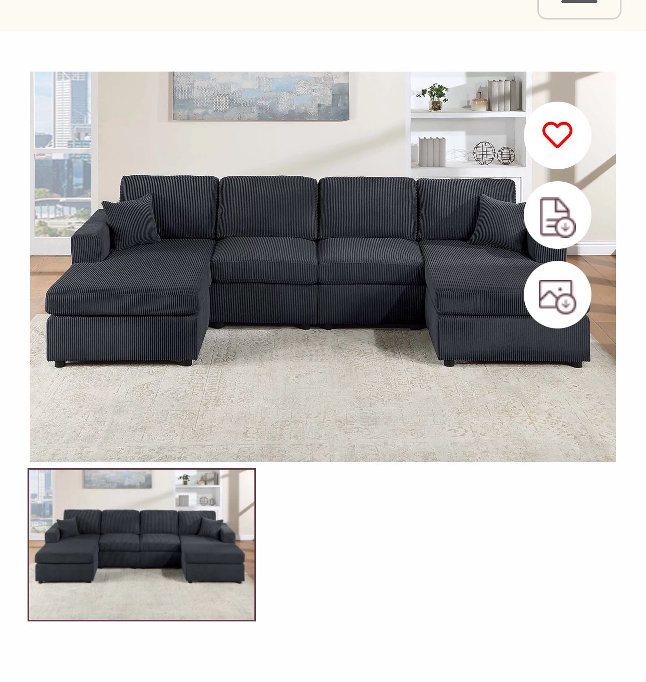 $399 U Shape Sectional Couch 60x120x60