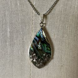 Abalone Sterling Silver Pendant Necklace 
