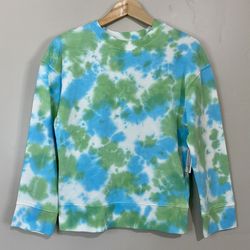 BP. Women’s Organic Cotton Tie Dye Crewneck Sweatshirt Blue & Green Size XXS NWT