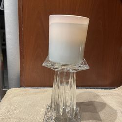PartyLite 24% Lead Crystal Quad Prism Vase/Pillar Candle Stand