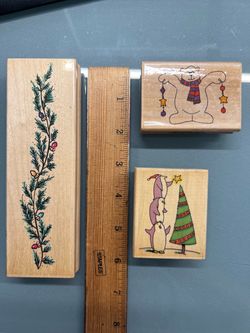 Christmas Holiday Rubber Stamps Set of 3