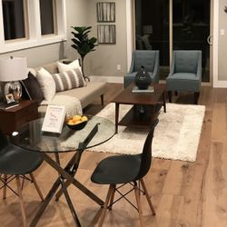 Modern Glass Chrome Bistro Table 