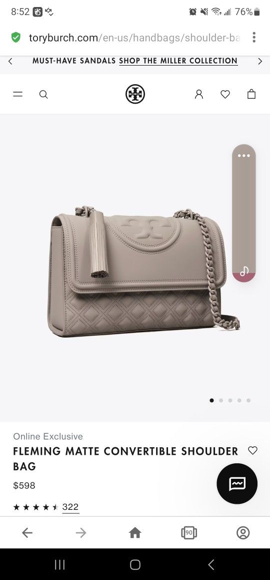 Tory Burch Fleming Suede Convertible Shoulder/crossbody Bag