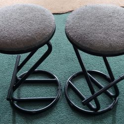 Heavy Duty Padded Barstools  Black Metal 