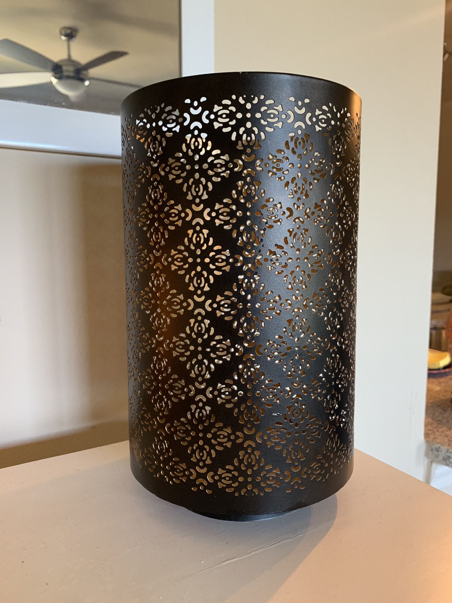 Black/gold Perforated Hurricane Candle Holder