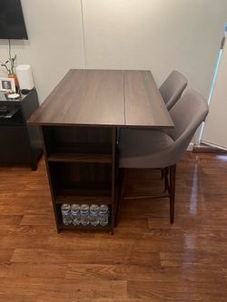 Slim bar high top style table with chairs