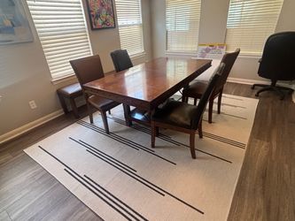 Dining Table Set with Chairs, Bench & Rug