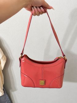 Dooney & Bourke Coral Pink Patent Leather Shoulder Bag Y2K Hobo Purse