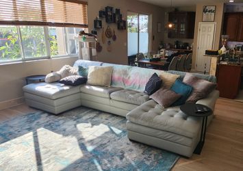 Havertys Galaxy Aniline light Gray leather sectional