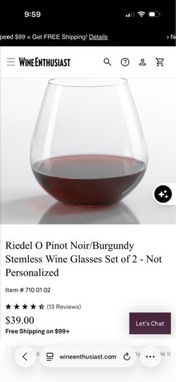 Riedel red wine stemless glasses set of 4