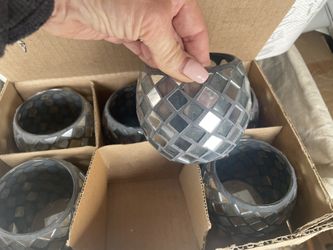 30 Silver Mirror Mosaic 3.5 Inch Votives
