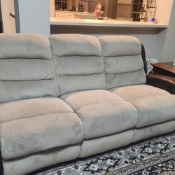 Recliner 3 Seater Sofa and Recliner Loveseat- Beige Fabric
