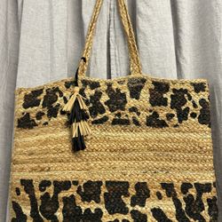 Leopard Jute Tote Bag 