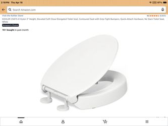 Kohler Hyten Elevated Elongated Toilet Seat White