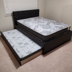 Full Over Twin Trundle Bed With Bamboo Mattresses Only