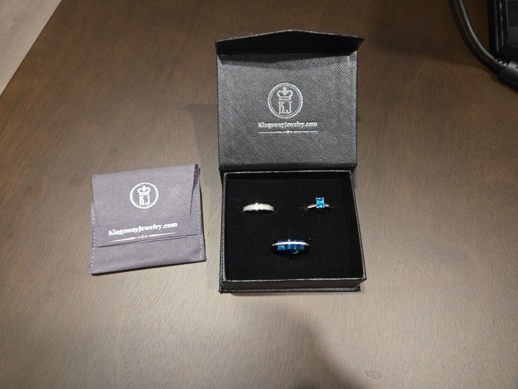 Silver And Tungsten Ring Set