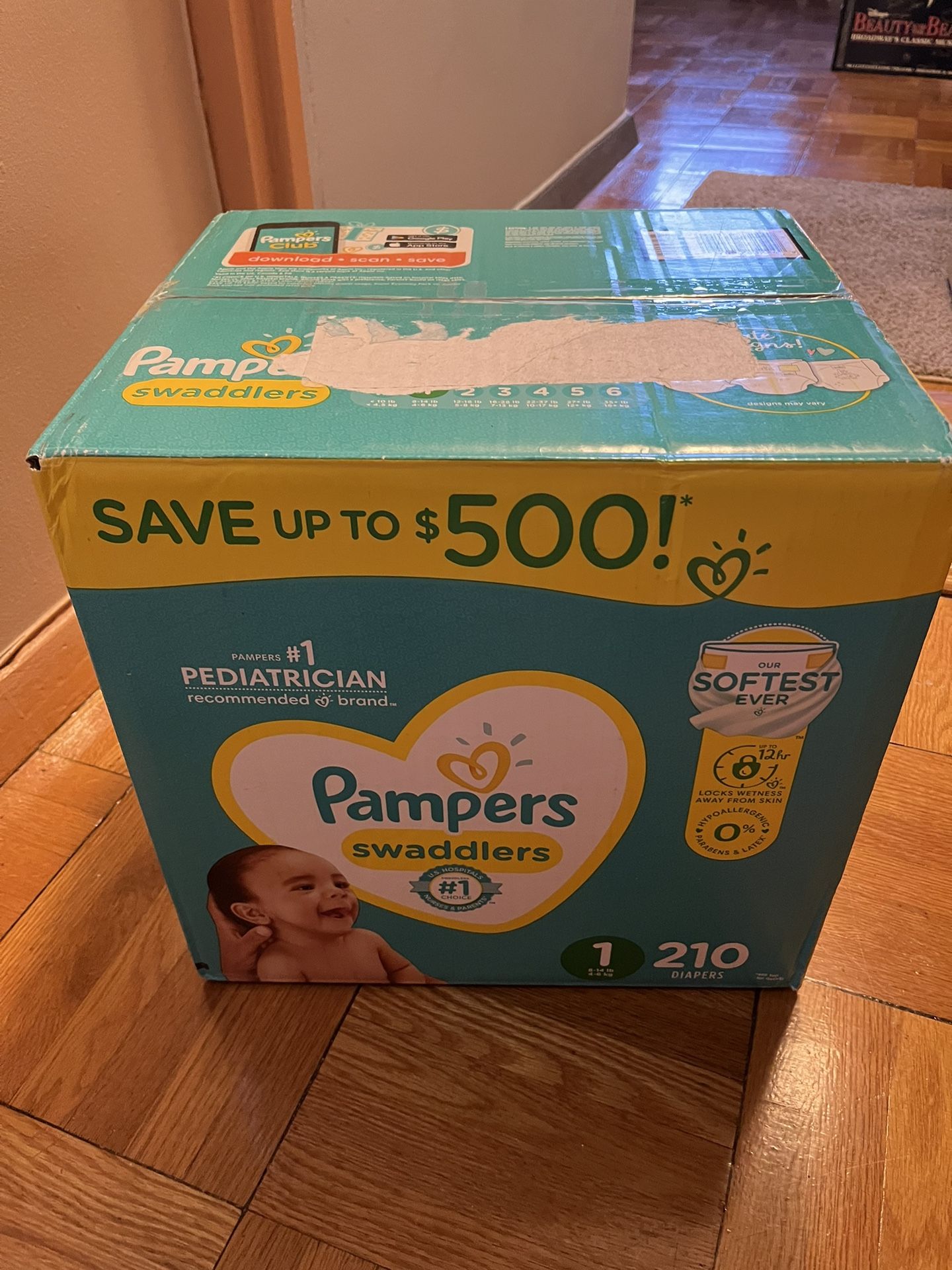 Pampers Swaddlers Diapers | 210 Diapers | 8-14lbs | 4-6kg