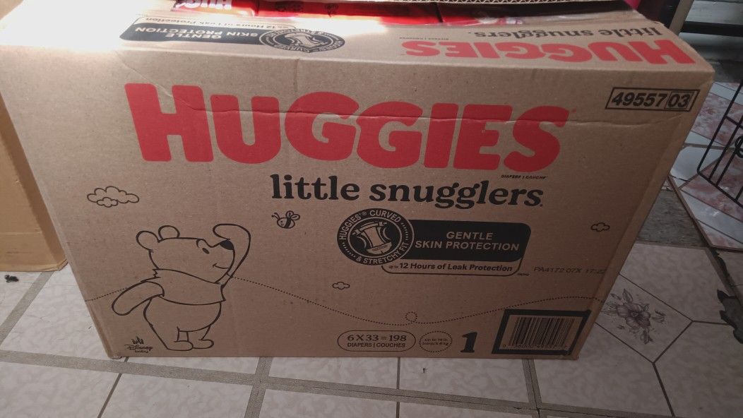 $40. 6 Bags Of Size 1 Huggies Diapers
