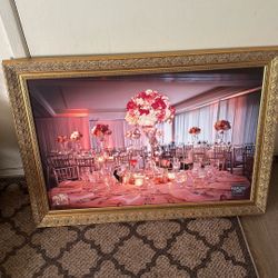 Picture With Wooden Gold Frame Dimensions Height 24” Wide 35”