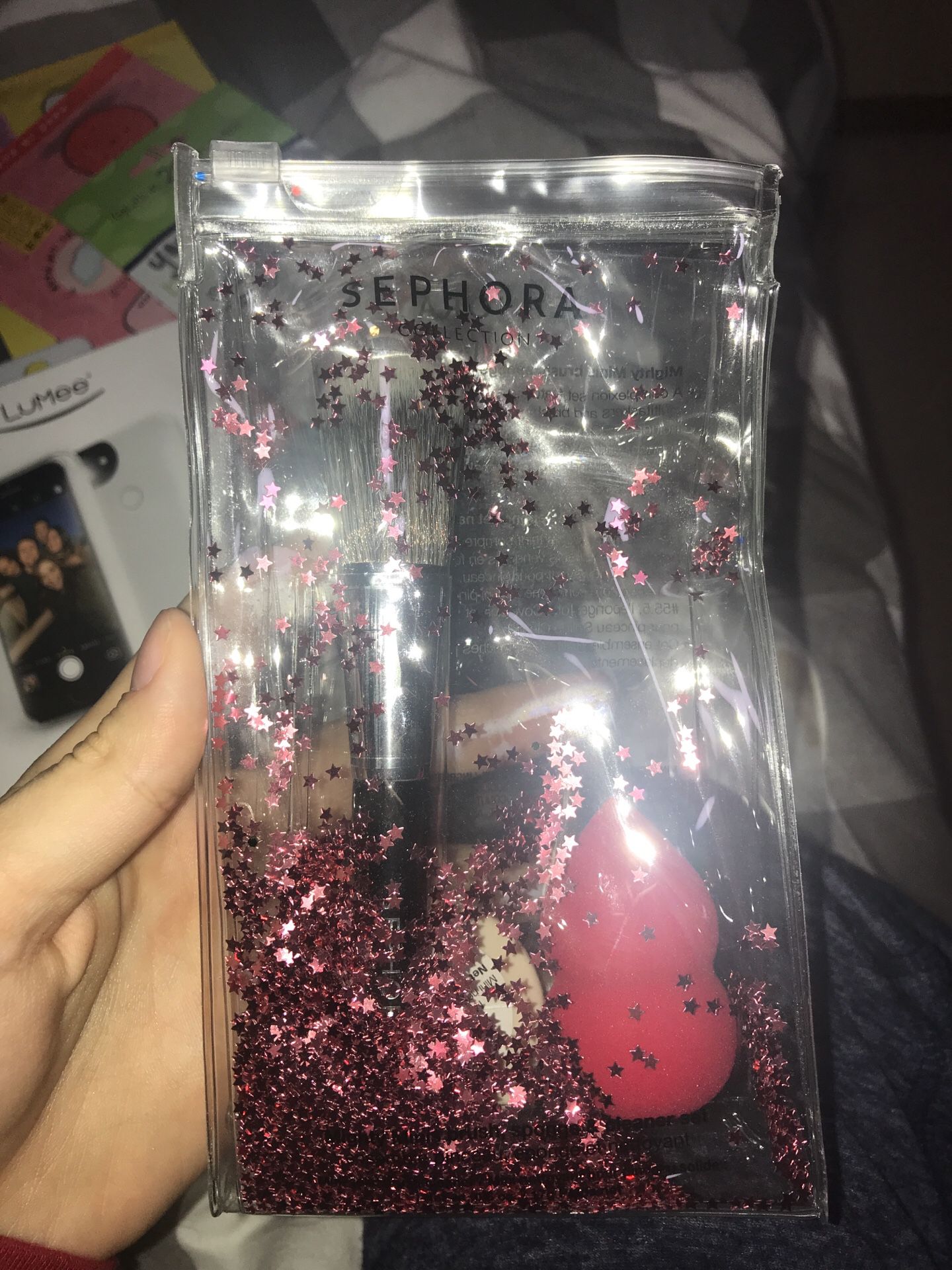 Makeup brush and beauty blender by Sephora