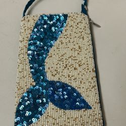 Bamboo Trading Company Blue Mermaid Tail Club Bag - EUC