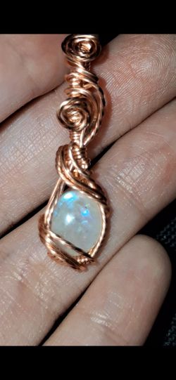 Mini moonstone copper wrapped pendant
