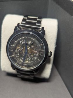 Automatic Stuhrling Skeleton Winchester Black $ Silver Watch