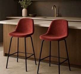 Velvet Upholstered Stool Set
