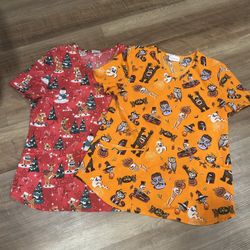 Set Of M Holiday Scrub Tops 
