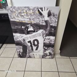 3'-6" X 2'-6" JUJU Smith Schuster Canvas Beckett cert handwritten message/Auto