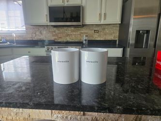 Set of 2 White Ceramic Utensil Holders