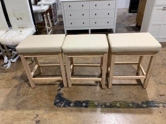 Counter Height Bar Stools Set of 3 for Kitchen Counter Farmhouse Modern Backless Barstools with Faux Leather