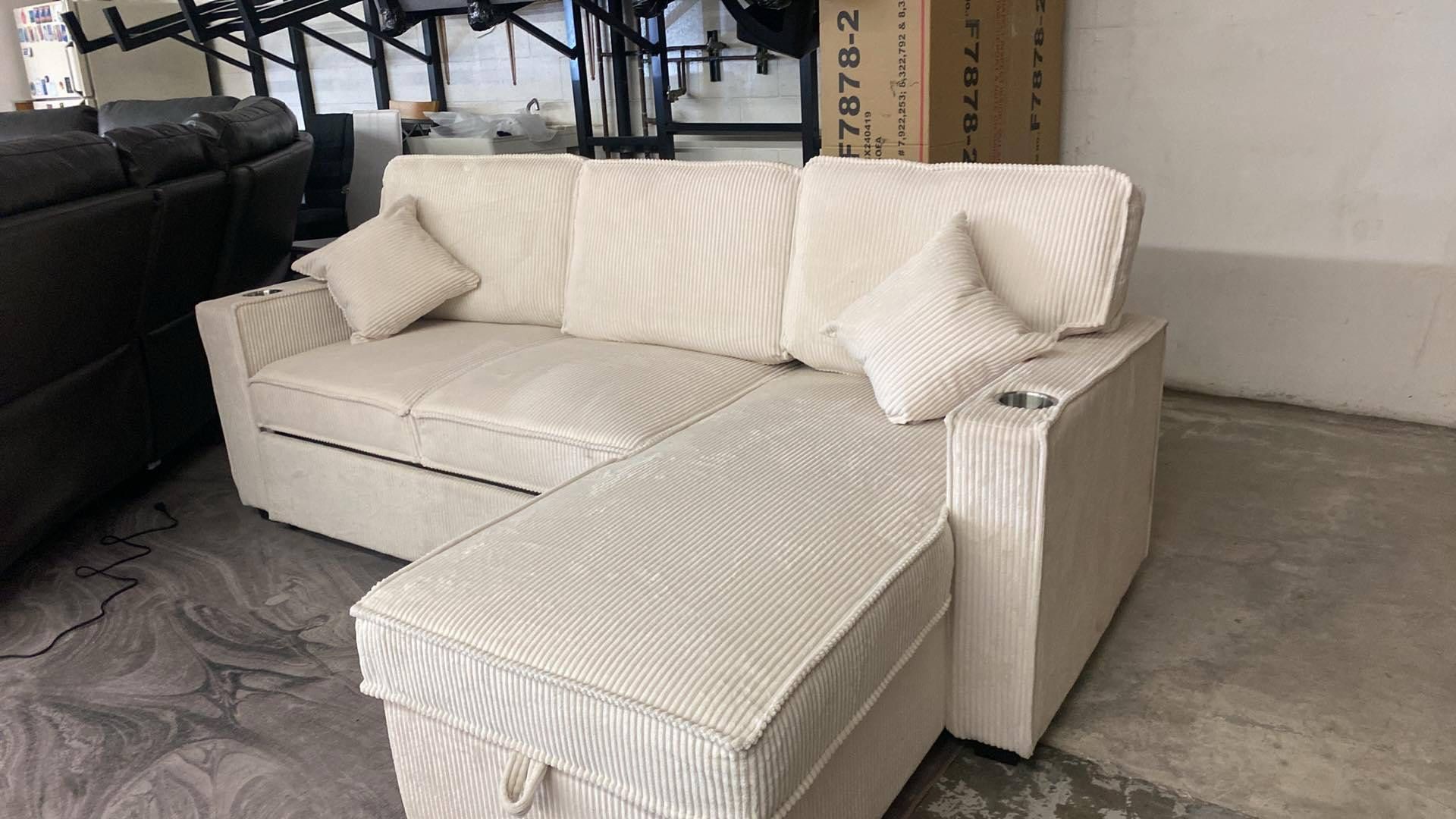 New Sleeper Sectional Couch with USB & Storage! Includes Free Delivery 🚚! Free Assembly!