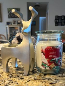 Christmas jar candle/deer tlight holder by Partylite
