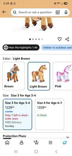 Light Brown Ride-On Horse Toy for Kids