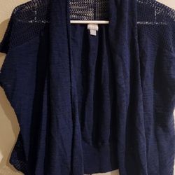 Womens Navy Blue Converse Short Sleeve Cardigan 