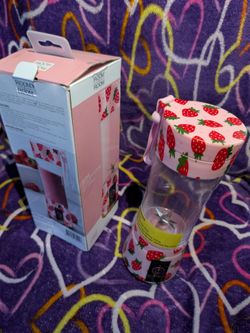Pink strawberry personal blender