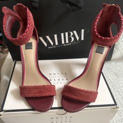 WHBM Nathalie Madder Red Suede Cutout Strap Sandal size 8