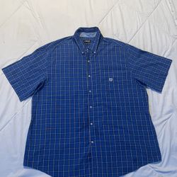 Chaps Button Down Plaid Shirt Easy Care Short Sleeve Men's Size 3XL