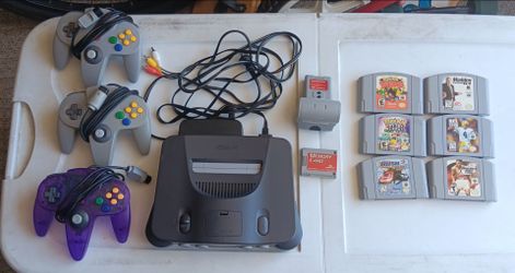 Nintendo 64 Bundle - 3 Controllers, 6 Games, Memory Card, Rumble Pack Combo