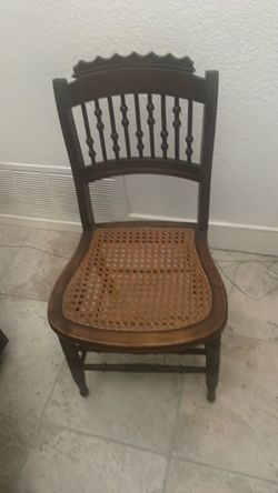 Antique Wood Chair with Cane Seat