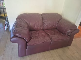 Leather couch burgundy