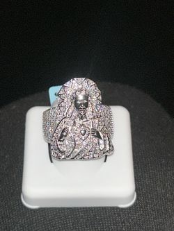 Solid 925 silver Saint Judas covered in VVS1 D color moissanite diamonds.