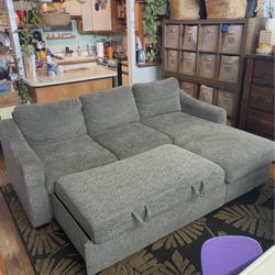 Delivered Beautiful Gray Sectional With Pullout Bed And Storage